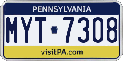 PA license plate MYT7308