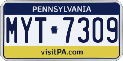 PA license plate MYT7309