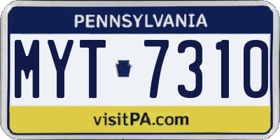 PA license plate MYT7310
