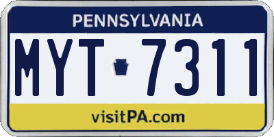 PA license plate MYT7311