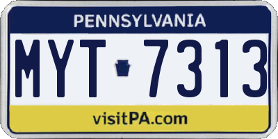 PA license plate MYT7313