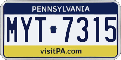 PA license plate MYT7315