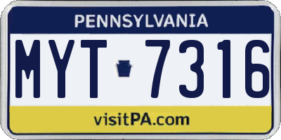 PA license plate MYT7316