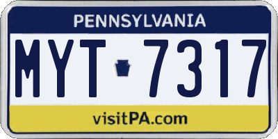 PA license plate MYT7317