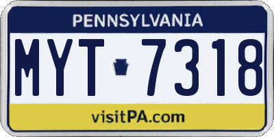 PA license plate MYT7318