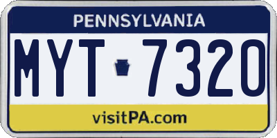 PA license plate MYT7320