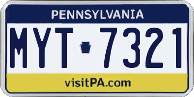 PA license plate MYT7321