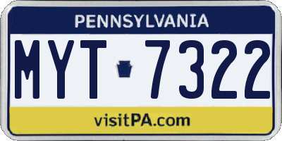 PA license plate MYT7322
