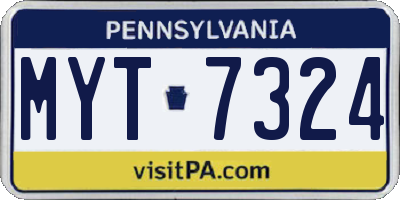 PA license plate MYT7324