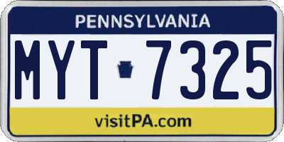 PA license plate MYT7325