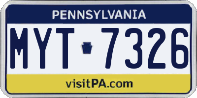 PA license plate MYT7326