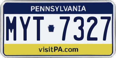 PA license plate MYT7327