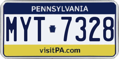 PA license plate MYT7328