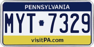 PA license plate MYT7329