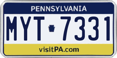 PA license plate MYT7331