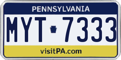 PA license plate MYT7333