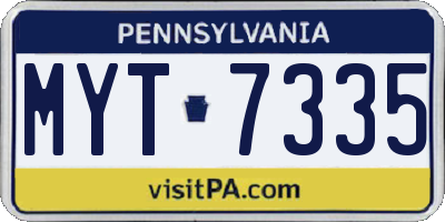 PA license plate MYT7335
