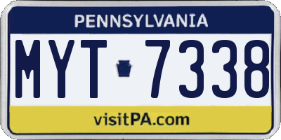 PA license plate MYT7338