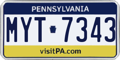 PA license plate MYT7343