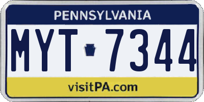 PA license plate MYT7344