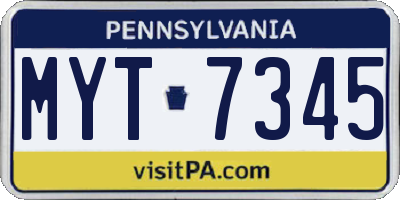 PA license plate MYT7345