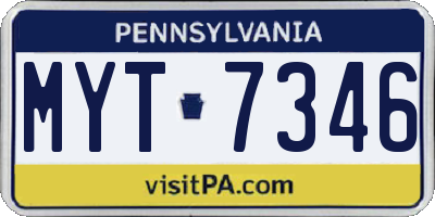 PA license plate MYT7346