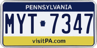 PA license plate MYT7347
