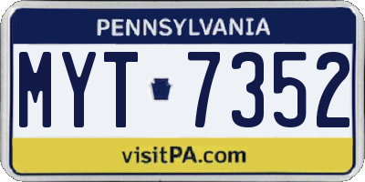 PA license plate MYT7352