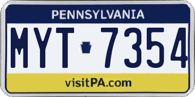 PA license plate MYT7354