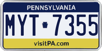PA license plate MYT7355