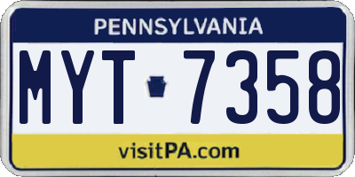PA license plate MYT7358