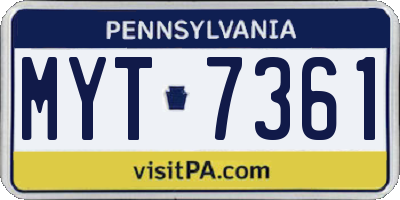 PA license plate MYT7361