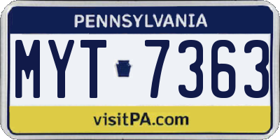 PA license plate MYT7363