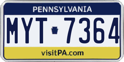PA license plate MYT7364