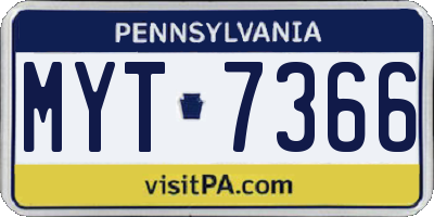 PA license plate MYT7366