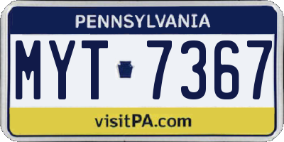 PA license plate MYT7367