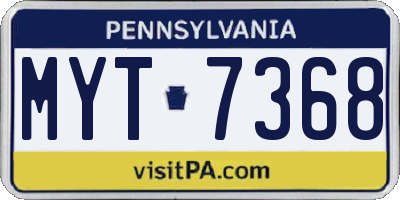 PA license plate MYT7368