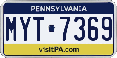 PA license plate MYT7369