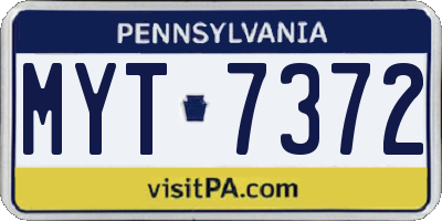PA license plate MYT7372