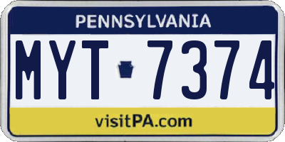 PA license plate MYT7374