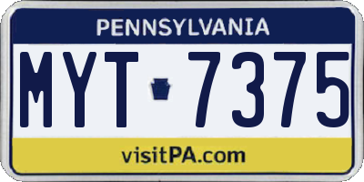 PA license plate MYT7375