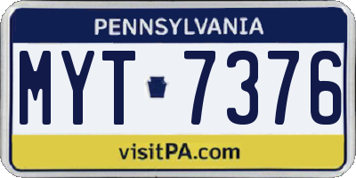 PA license plate MYT7376
