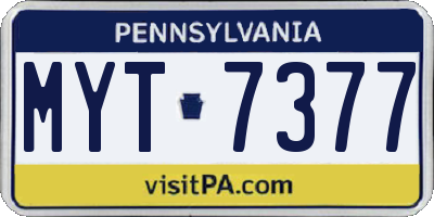 PA license plate MYT7377
