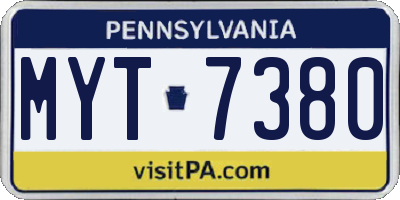 PA license plate MYT7380