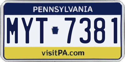 PA license plate MYT7381