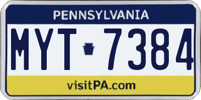 PA license plate MYT7384