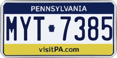 PA license plate MYT7385