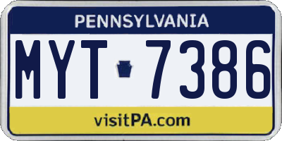 PA license plate MYT7386