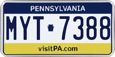 PA license plate MYT7388