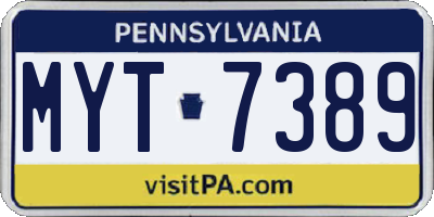 PA license plate MYT7389